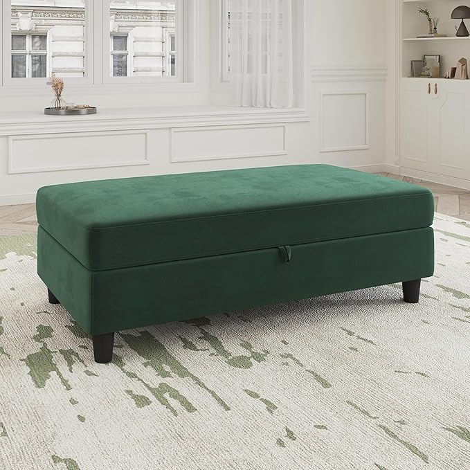 Storage Ottoman Bench, Upholstered Rectangle Ottoman Module, Storage Ottoman