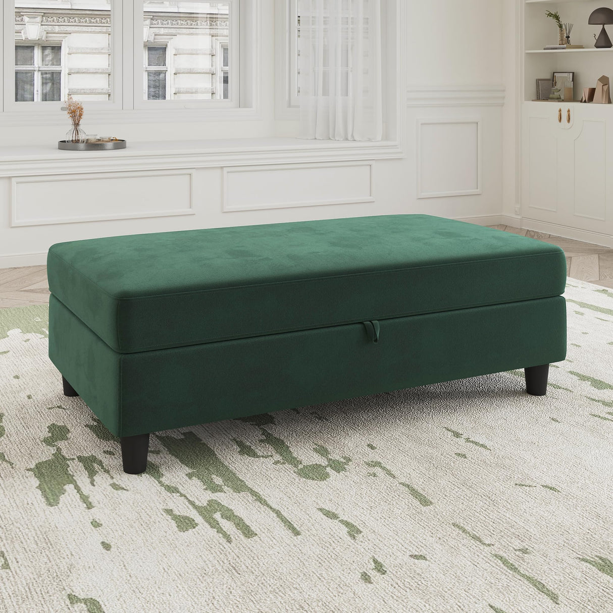 Storage Ottoman Bench, Upholstered Rectangle Ottoman Module, Storage Ottoman