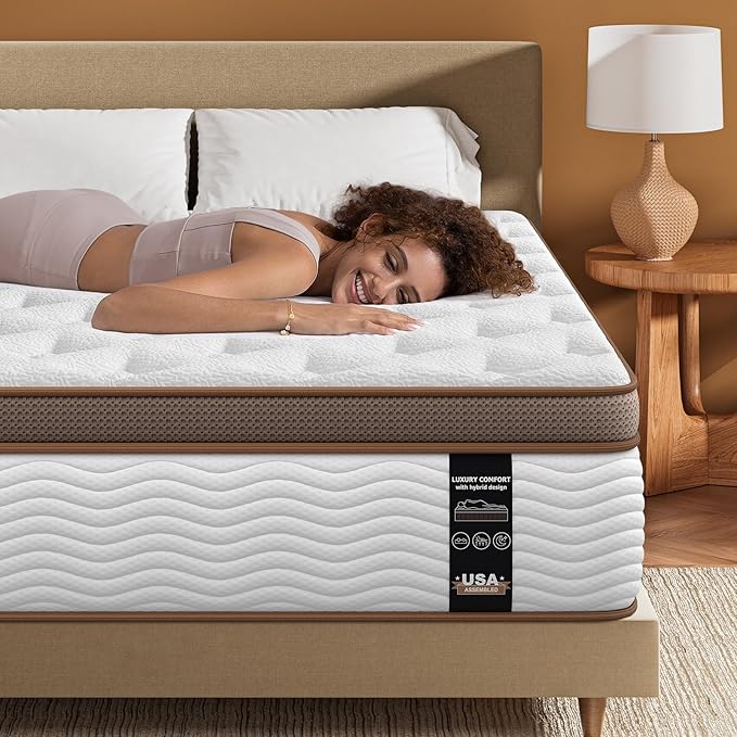 Premium Queen Mattress 12 Inch - Hybrid Mattress with Advanced Pocket Spring