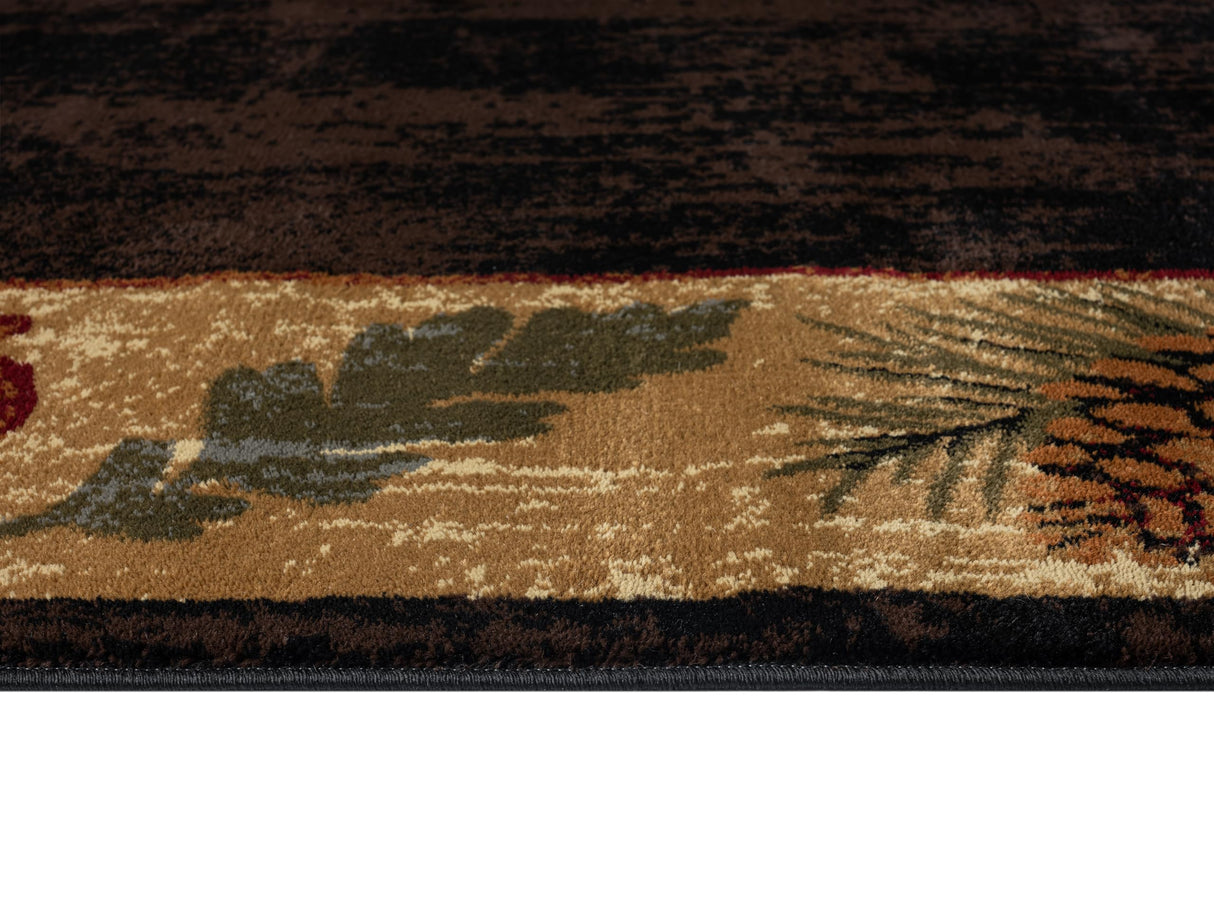 Nature Brown Area Rug 2x8 Runner - Machine Woven Turkish Design