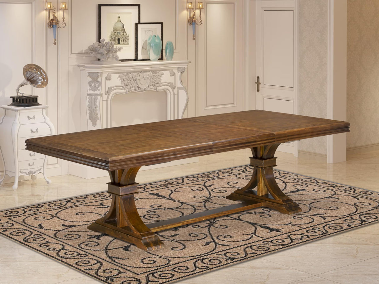 Wooden Kitchen Dining Table with Removable Rectangular Tabletop - Antique Walnut Finish