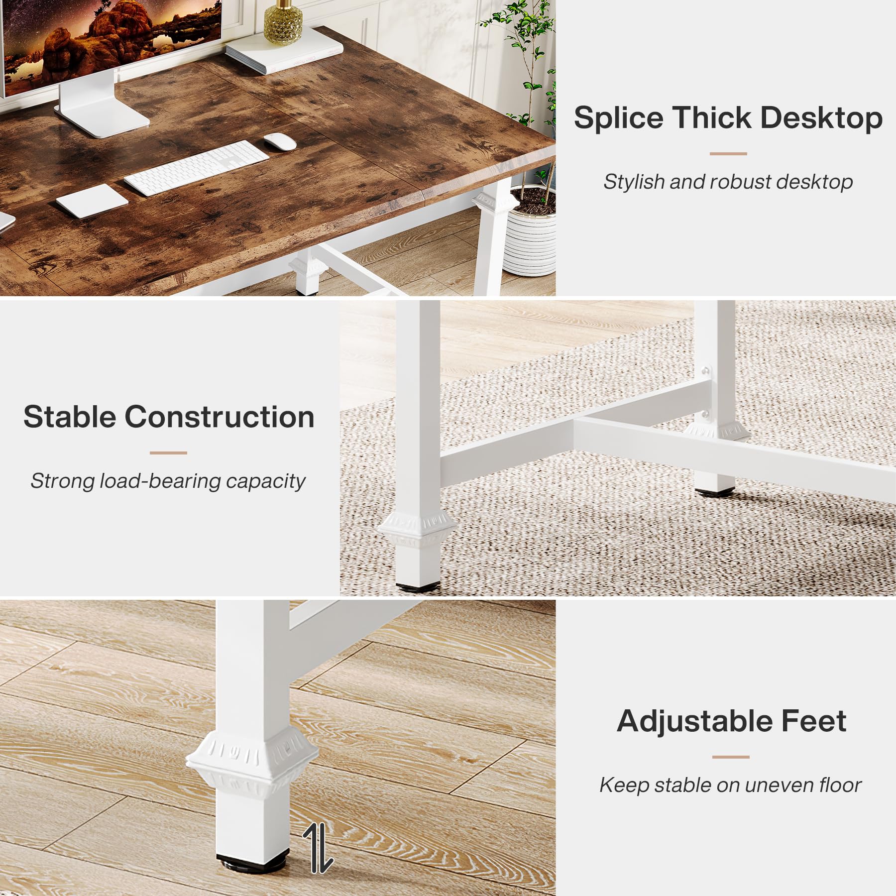 Tribesigns 62-Inch Large Executive Desk, Modern Office Computer Desk, Business Furniture for Home Office, Simple Workstation with Thickened Tabletop