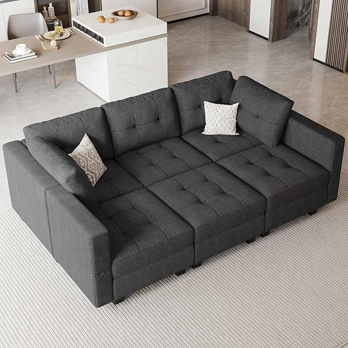 Modular Sleeper Sofa Sectional Couch with Wide Chaises Convertible Sectional Sofa