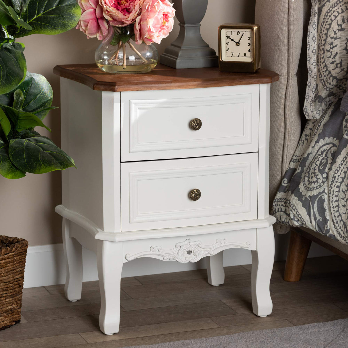 Nightstands, White/Cherry Brown
