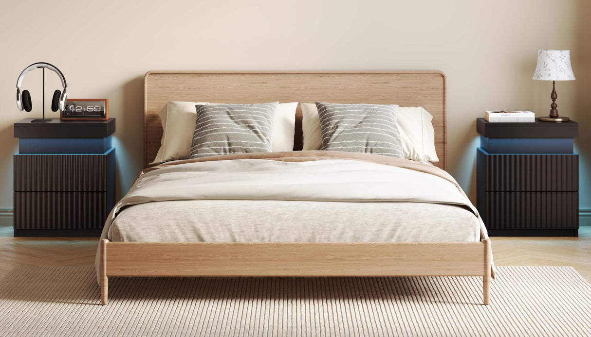 Nightstand Set of 2 Black Nightstand