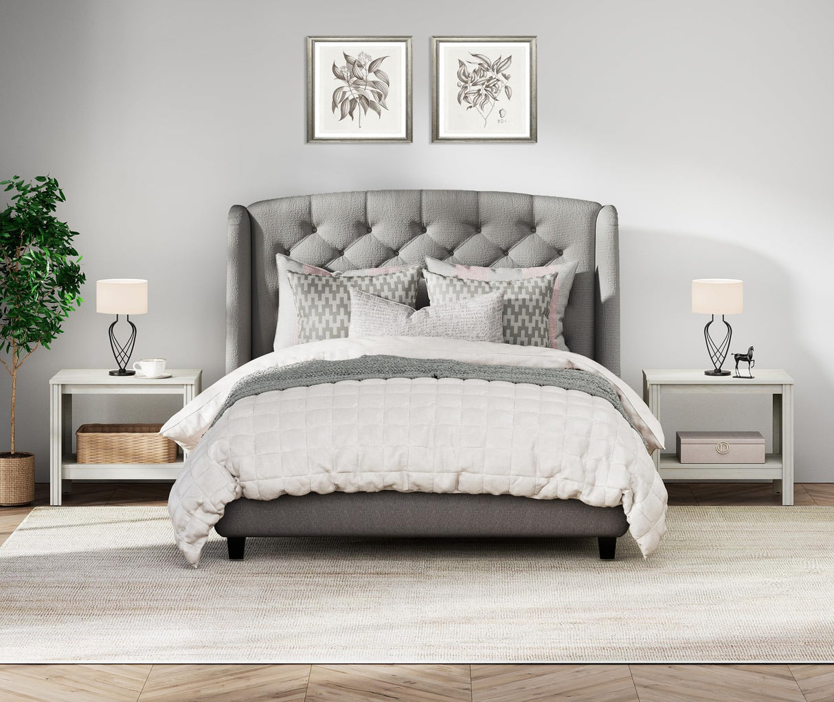 2-Tier Wood Nightstand with Storage