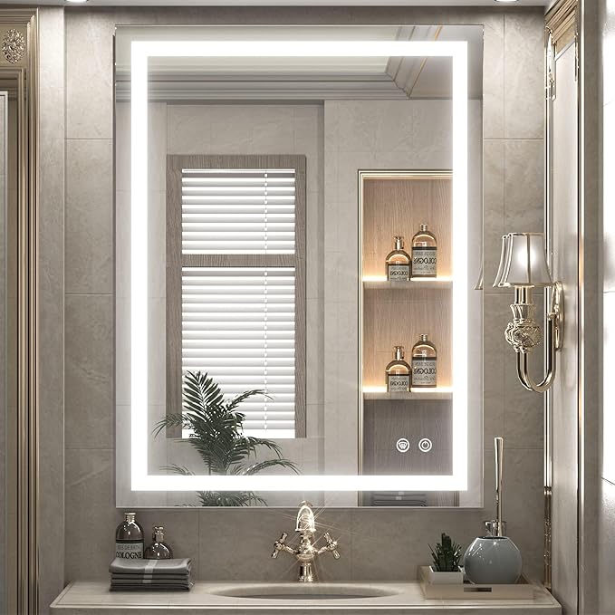Bathroom Mirror with Lights,White/Warm/Natural