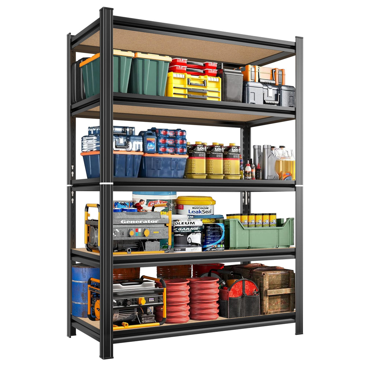 24" D x 46" W x 72" H Storage Shelves Adjustable 5-Tier Garage Shelving Heavy Duty Shelves 1500LBS Metal Shelving Utility Rack Shelf for Warehouse Basement Pantry Closet Kitchen