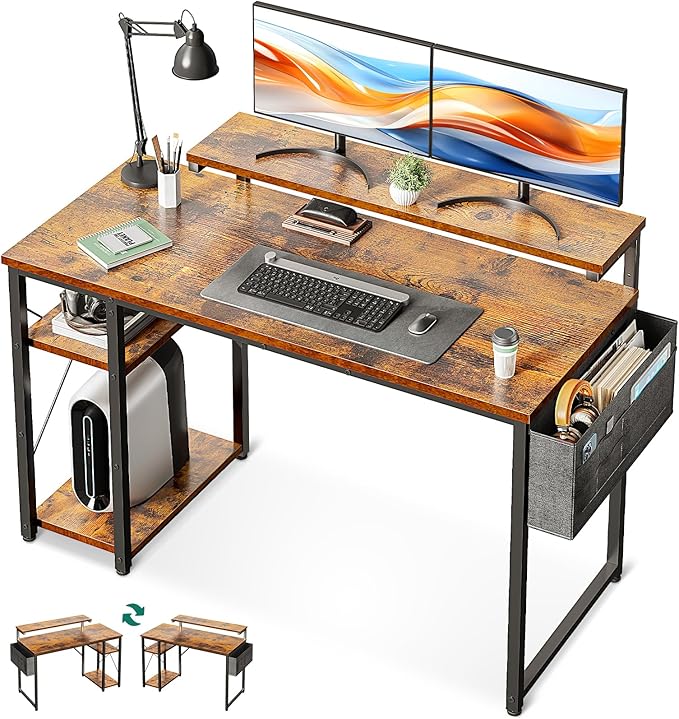 40 inch Small Computer Desk with Adjustable Monitor Stand