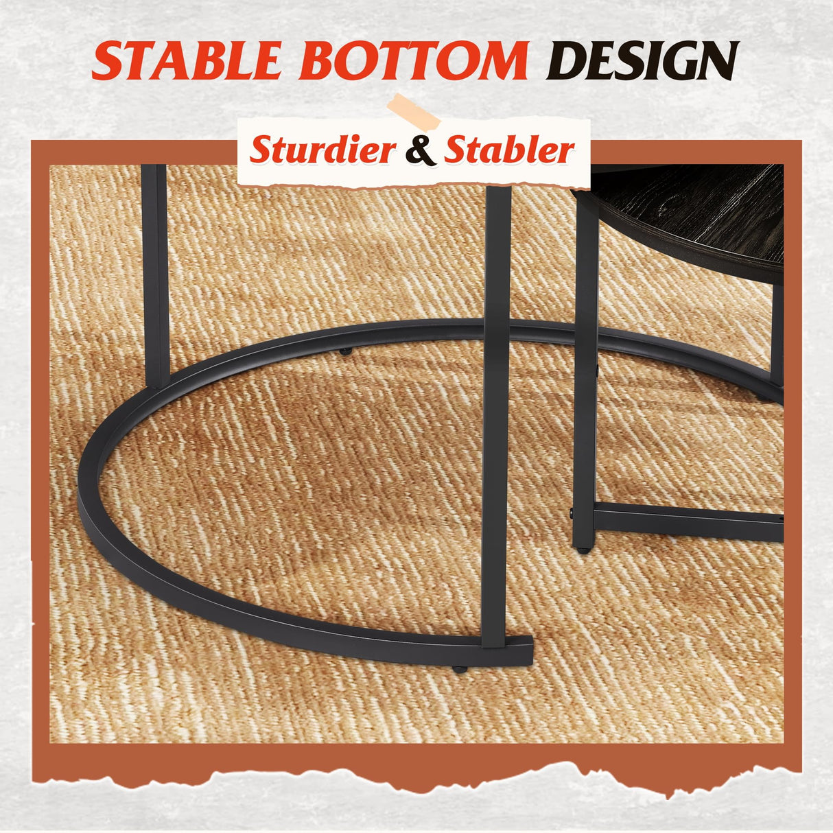 Round Coffee Table Set of 2, 31.5" and 23.6" Nesting Table for Living Room