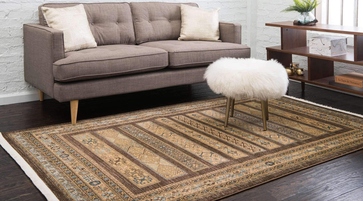 Fars Collection Area Rug - Pasadena (5' 1" x 8' Rectangle, Brown/ Light Brown)
