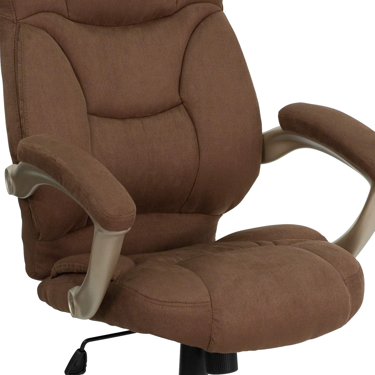 High Back Brown Microfiber Executive Swivel Office Chair with Arms