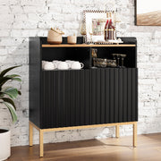 Fluted Storage Cabinet with 2 Doors, Modern Rustic Industrial Accent Cabinet