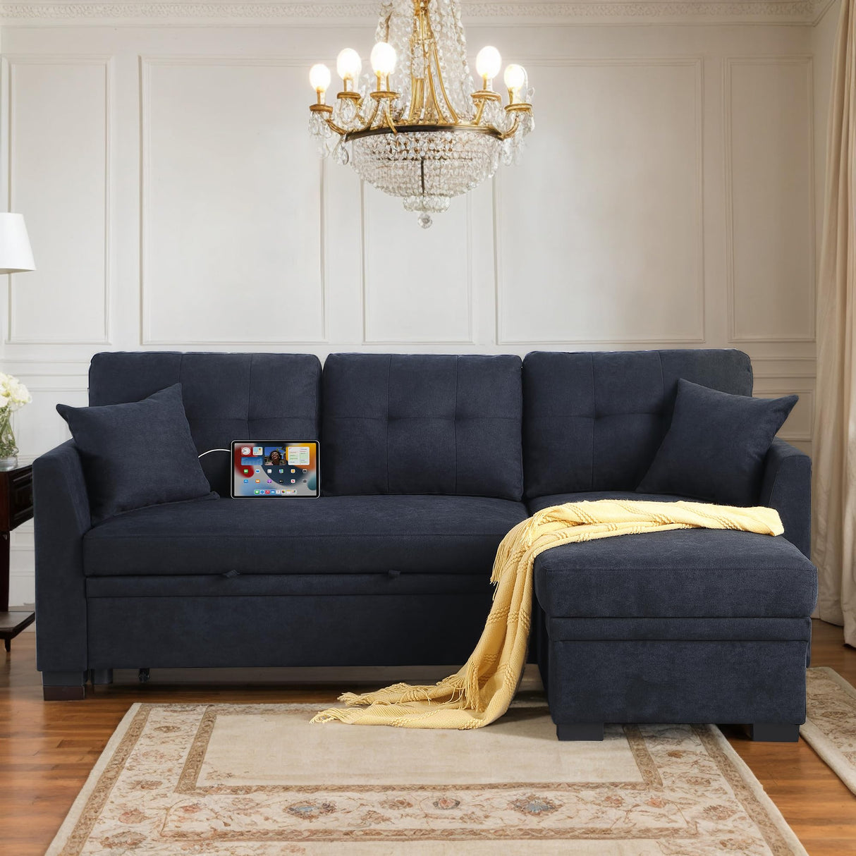 Reversible Sleeper Sectional Sofa Couch Convertible Sleeper Sofa&Couches Bed