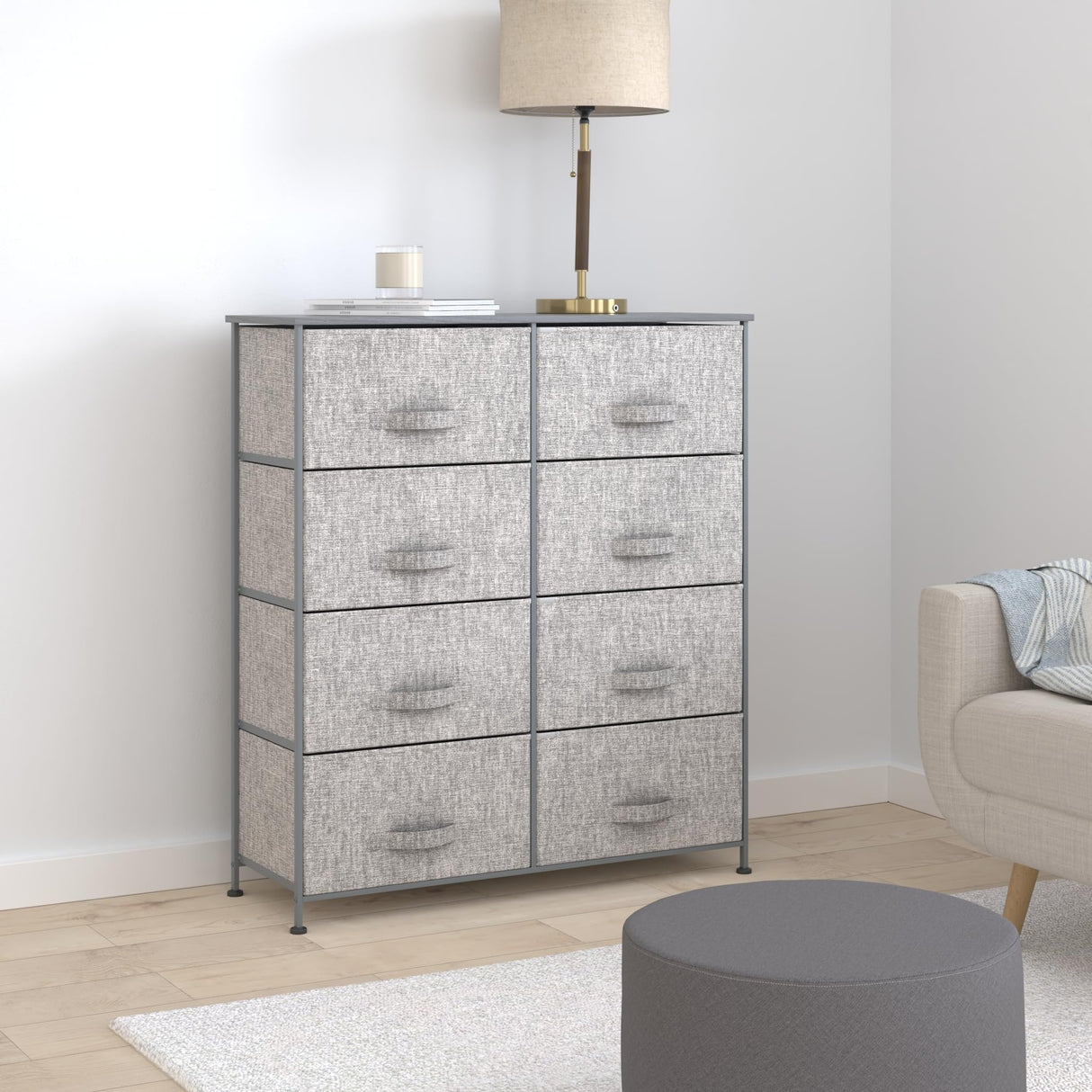 38.31" High Steel Frame/Wood Top Storage Dresser Furniture Unit with 8 Removable