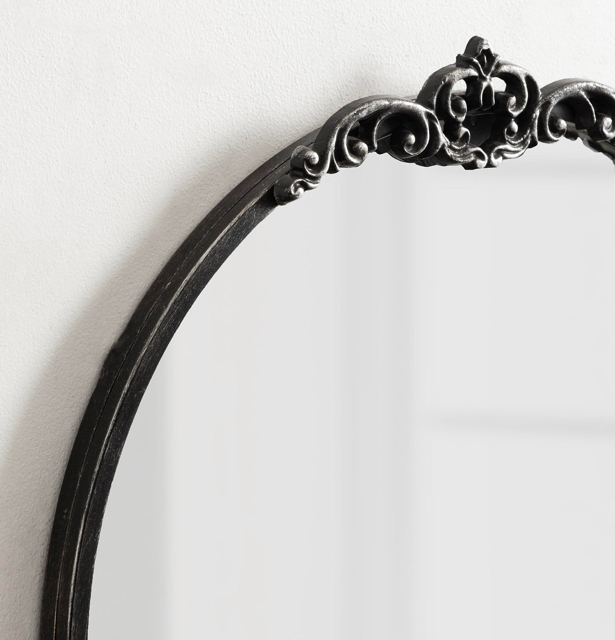 Arched Mirror with Shelf - 21x28 Antique Black