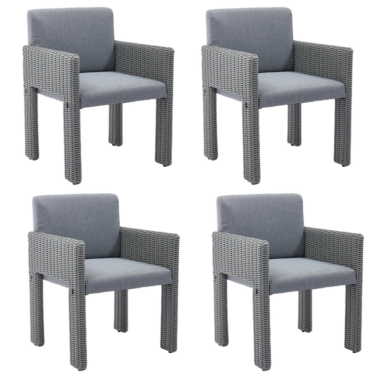 Outdoor Dining Chairs Set of 4, Upholstered Dining Chairs with Sturdy Metal Frame