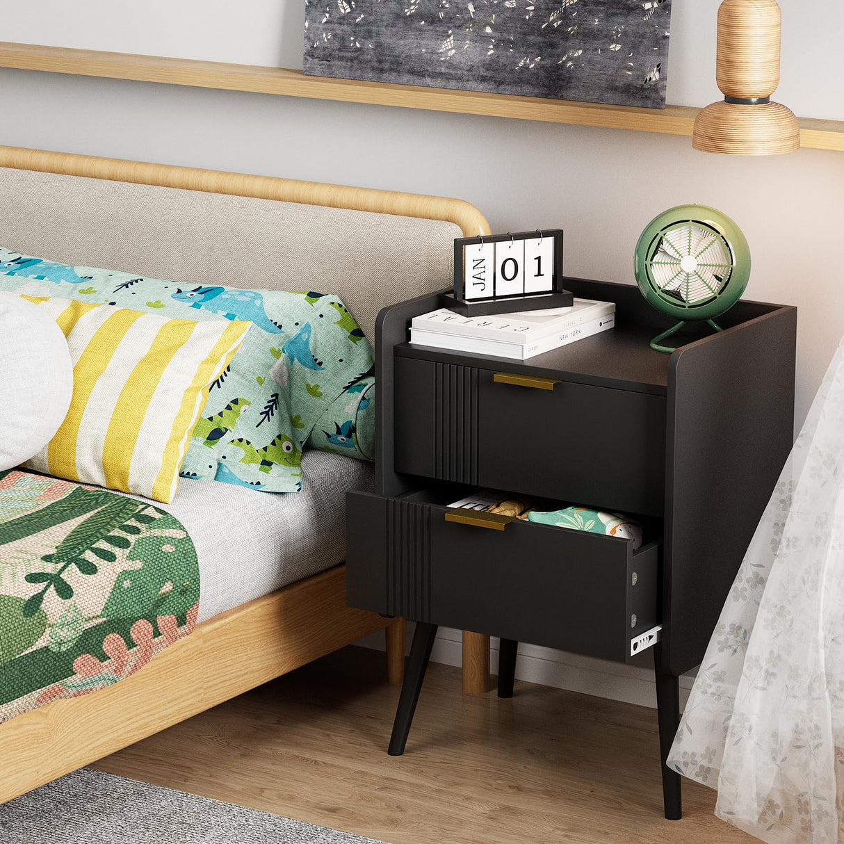 White Nightstand Modern Bedside Table