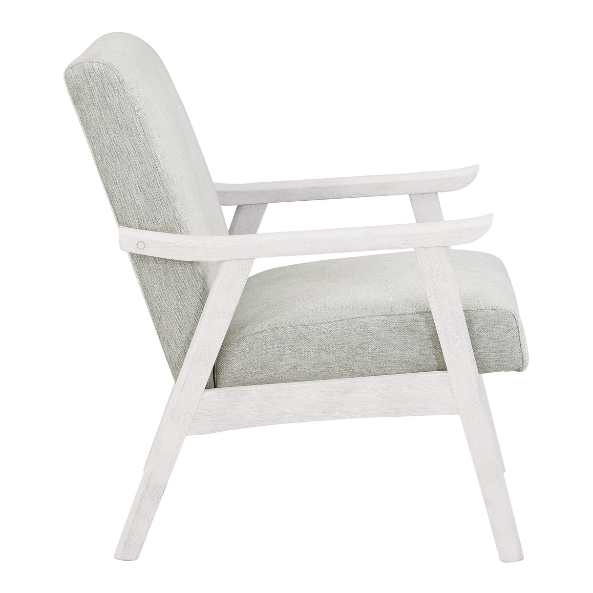 Home Furnishings Weldon Mid-Century Modern Armchair, Smoke Fabric with Antique White Finished Frame