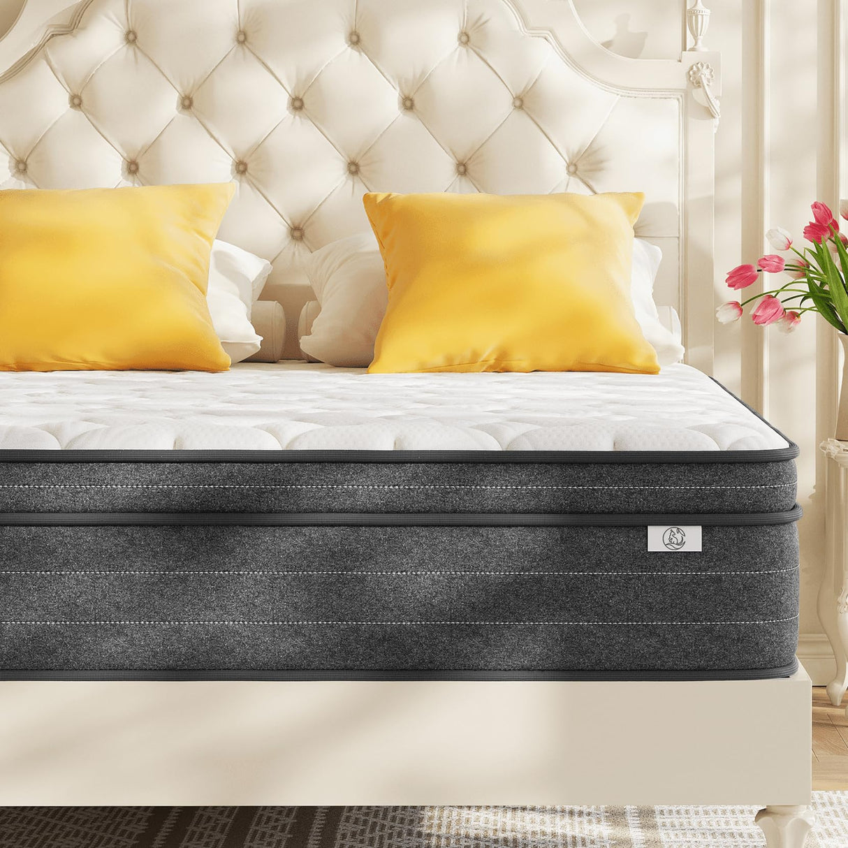 12 Inch King Size Mattress in a Box for Back Pain, Medium Firm Feel Fiberglass Free Hybrid Mattress