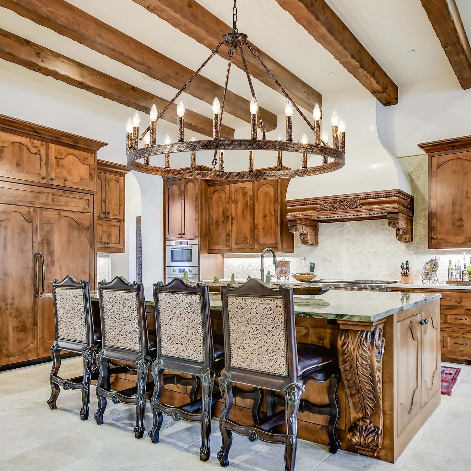 wagon wheel chandelier Bronze,patina color 20-Light Farmhouse wagon Wheel