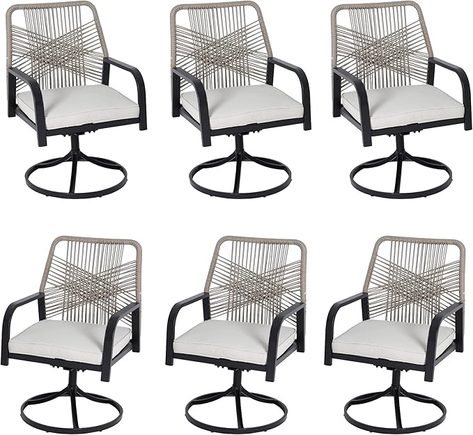 5-Piece Outdoor Dining Set, 4 Swivel Rattan Chairs