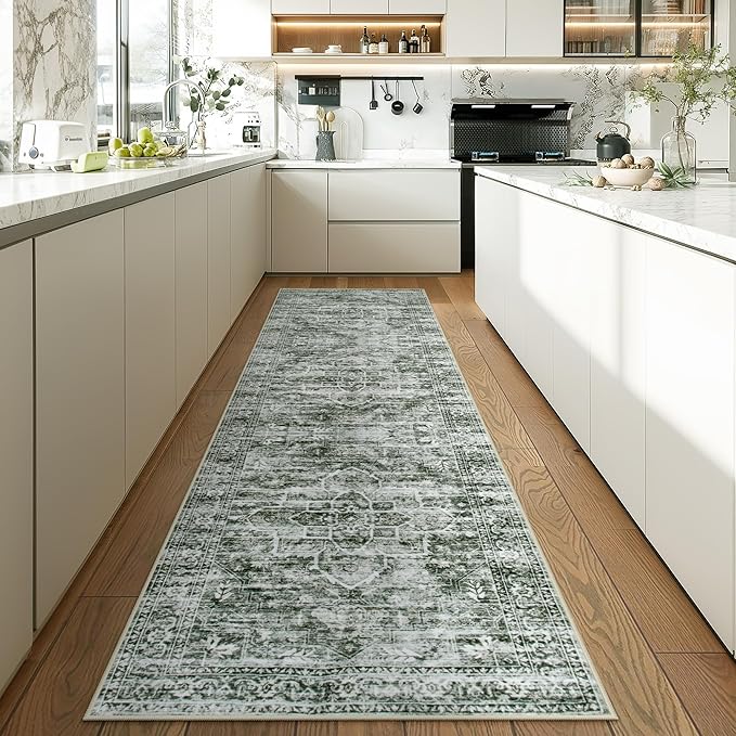 Oriental Washable Rugs 8x10, Blue 8x10 Area Rugs for Living Room Soft Ultra-Thin