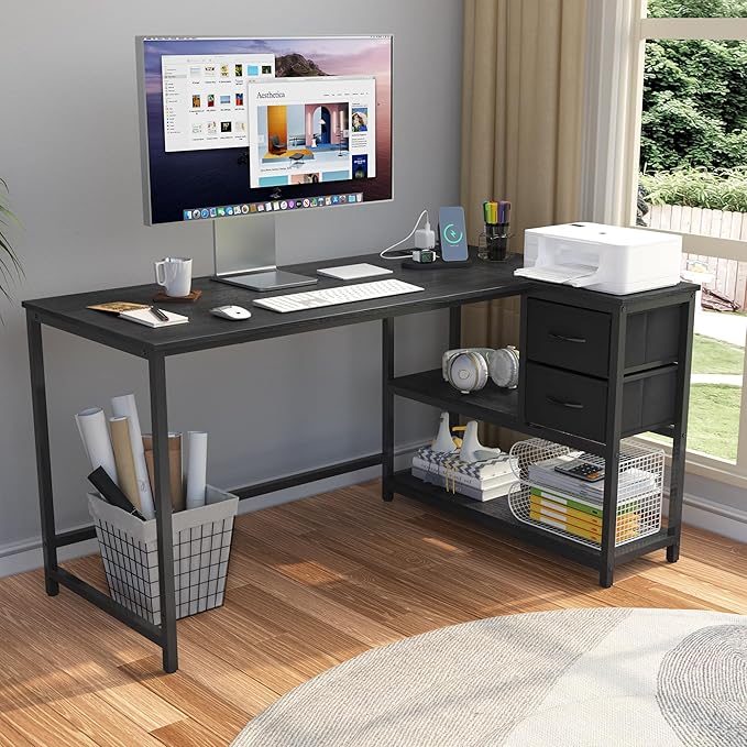 Home Office Desk with Drawers, Small Spaces Writing Desk with Storage for badroom, Work Desk for Home Office, Home Table, White
