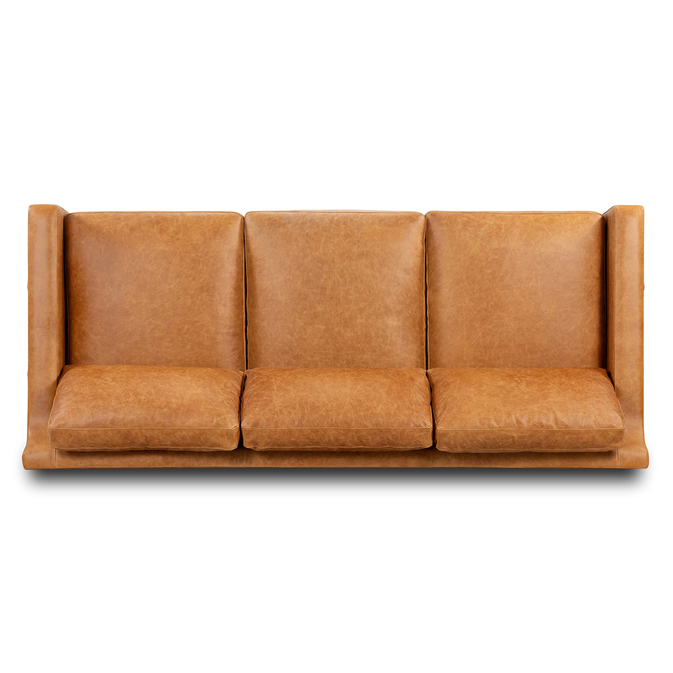 Sorrento Leather Couch – 86-Inch Leather Sofa with Tufted Back - Full Grain Leather Couch with Feather-Down