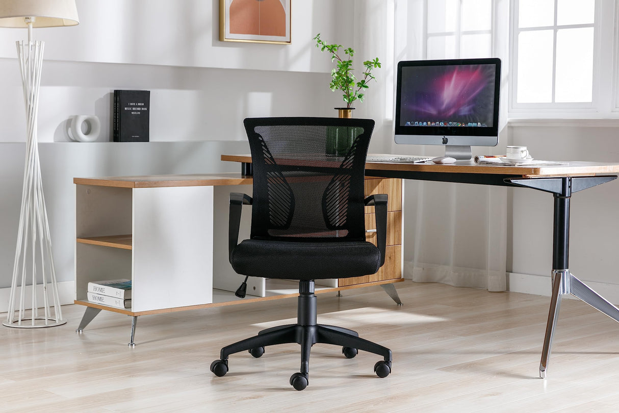 Lawrence Mesh Home Office Chair, Task Chair, Black, Black MESH