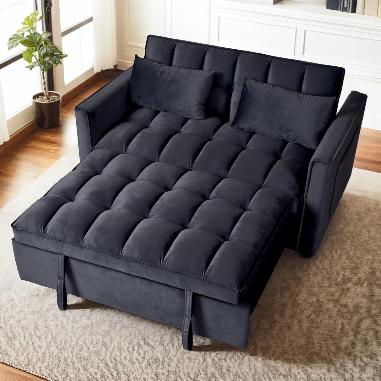 Sofa Bed, 3-in-1 Loveseat Sofa Couch w/Adjustable Backrest