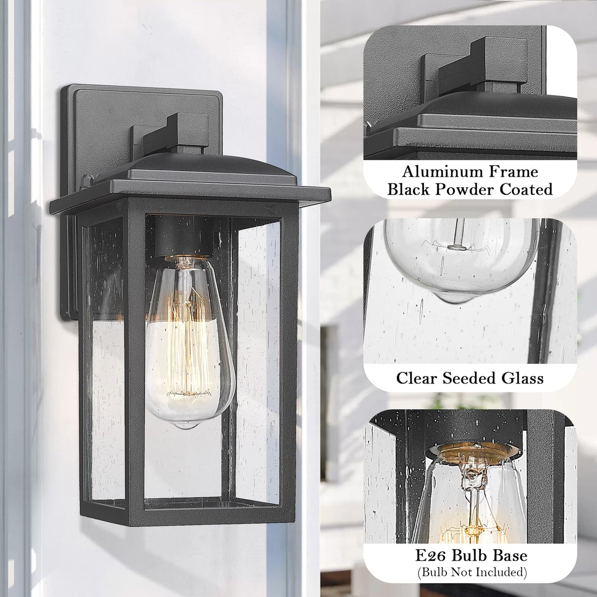 Outdoor Wall Sconces 2 Pack, Exterior Light Lantern Fixtures