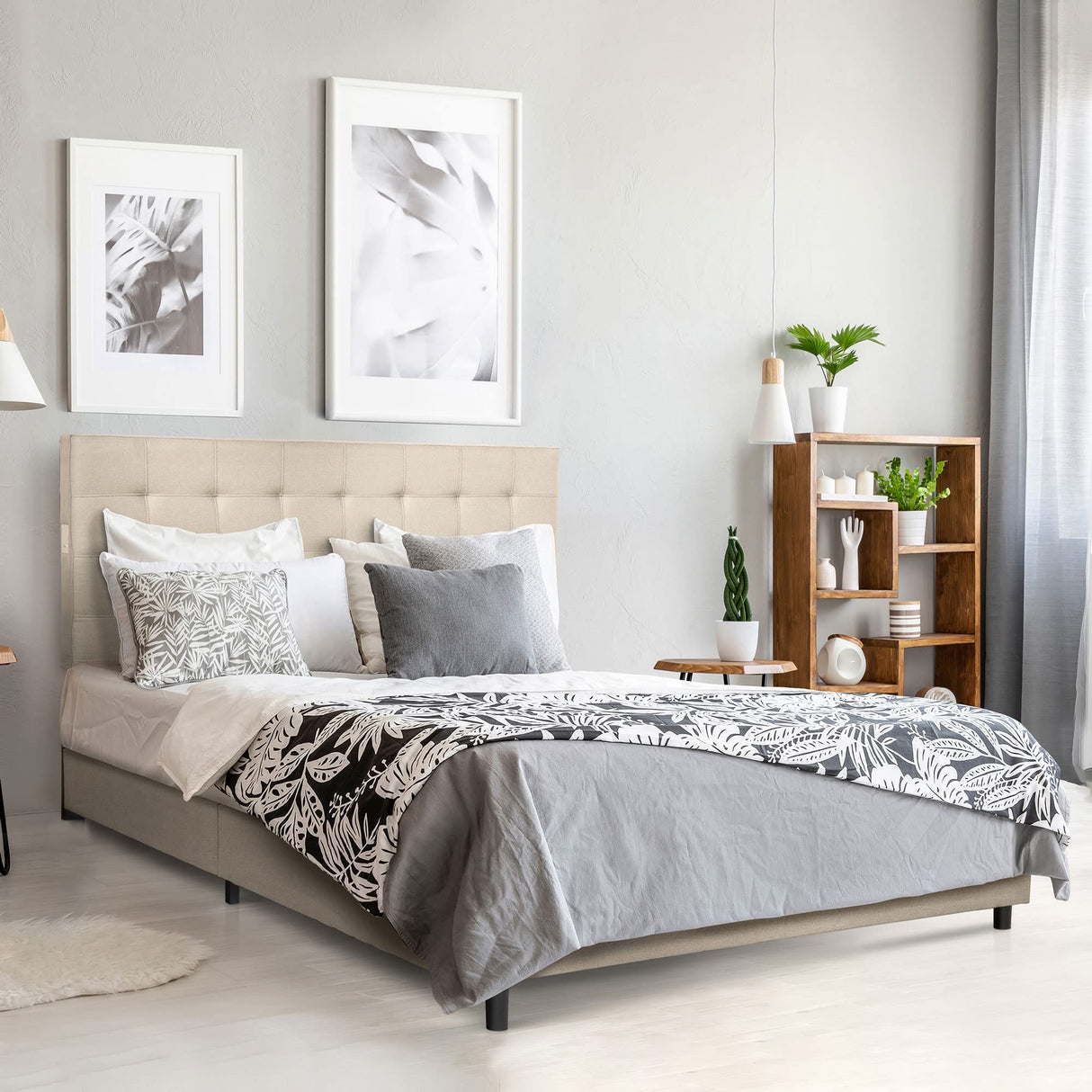 Madison Queen Upholstered Bed Frame with Headboard