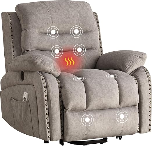 ErgoGlide 360° Swivel Recliner Chair with Heat & Massage – Vibration Zones, Side Pockets