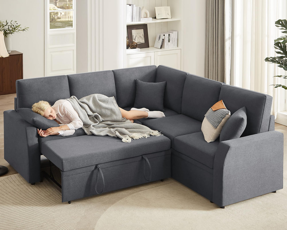 Sleeper Sofa, 85 Inch Reversible L Shape Sectional Couch