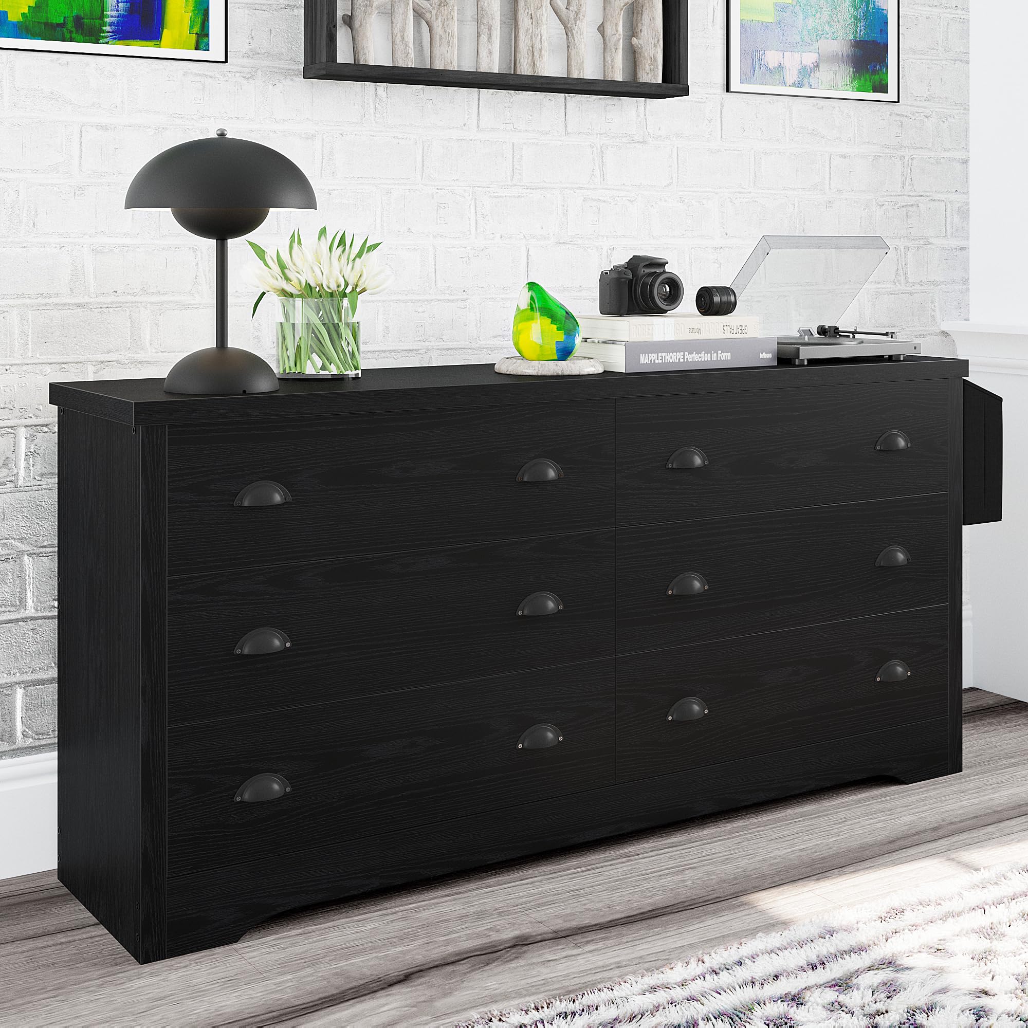 Dresser for Bedroom 6 Drawer with Charging Station