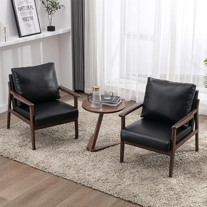 Chairs Set of 2,Modern Accent Chair with Wood Frame,Upholstered Living Room Chairs