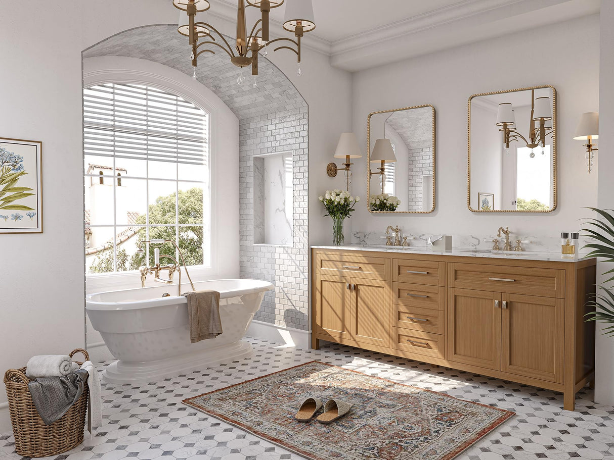 24x36 Champagne Bronze Bathroom Mirror with Beaded Frame