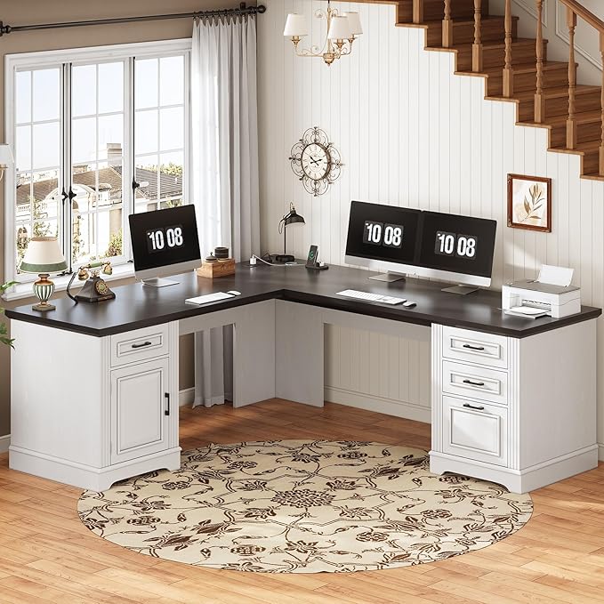 Farmhouse 69" Executive L Shaped Desk, Home Office Desk