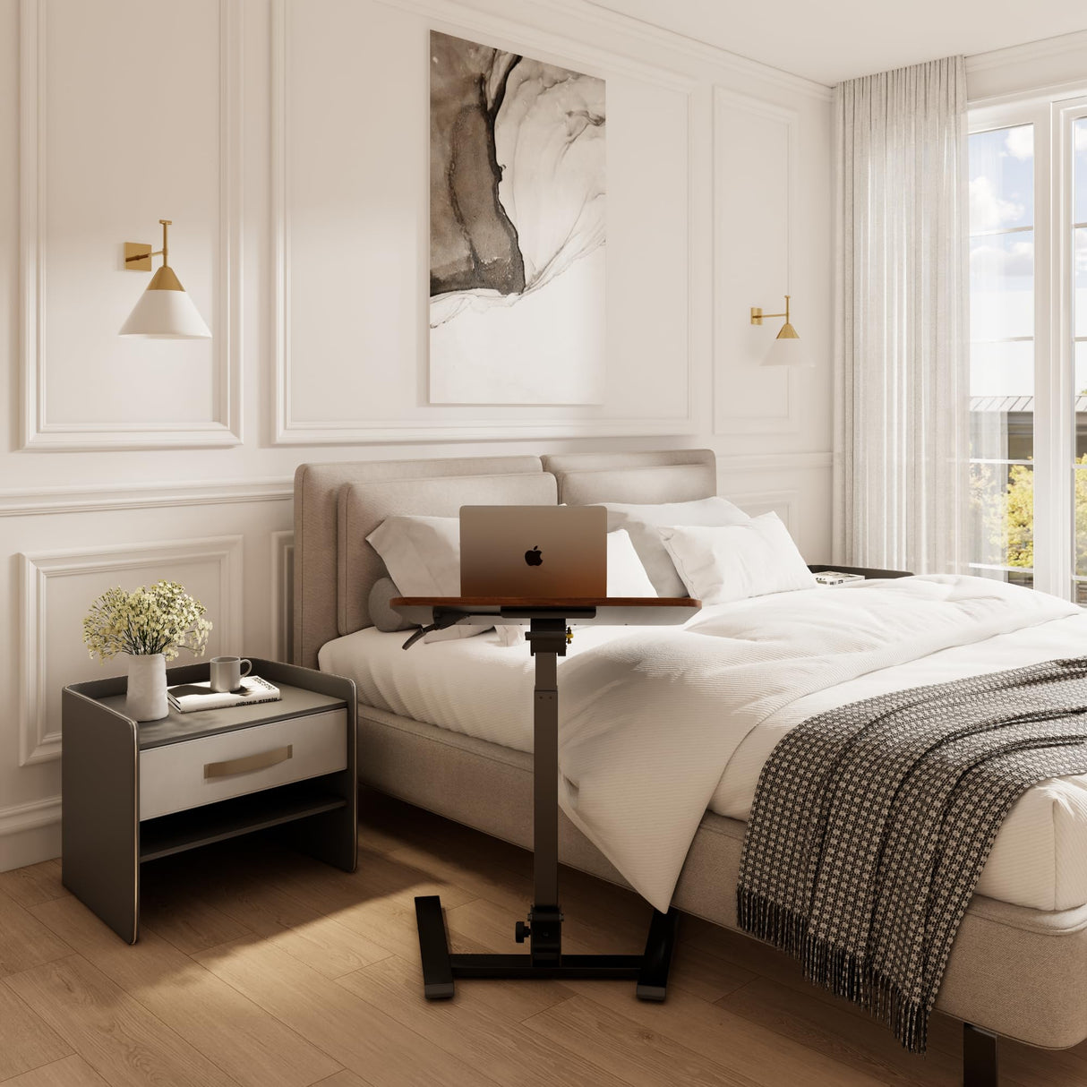 Mobile Folding Desk 25 Inch - No Assembly Sit-Stand Desk,Height Adjustable Rolling