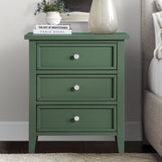 Lennon 3-Drawer Vintage Green Wood Nightstand