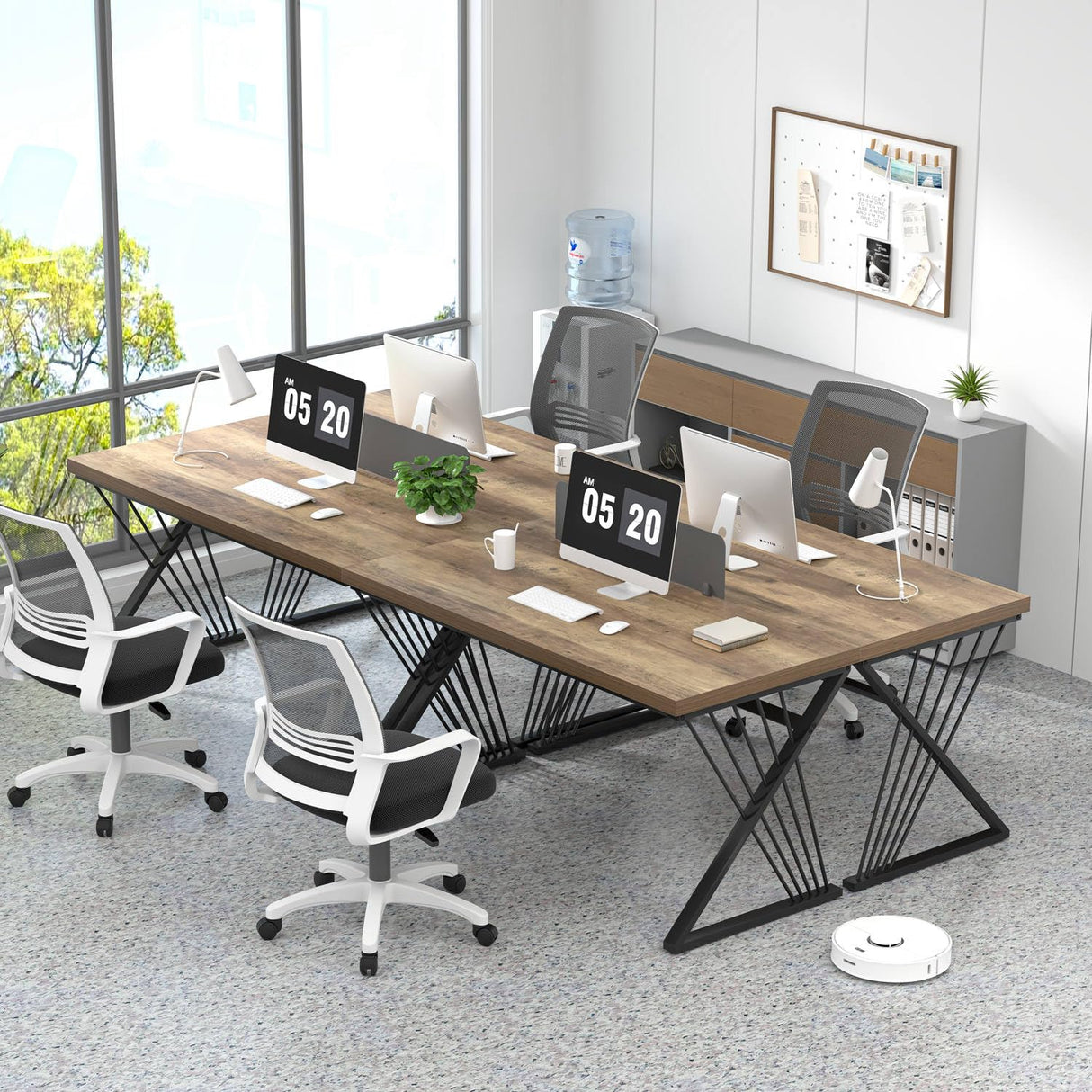 Computer Desk, Modern Home Office Desk, Wood and Metal Study Writing Gaming Table