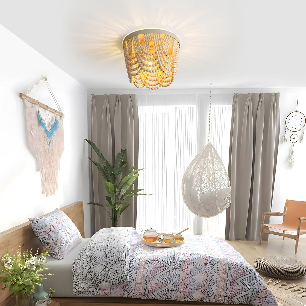 Boho Light Fixture Boho Beaded Chandelier Boho Light Fixtures Ceiling Beaded Light