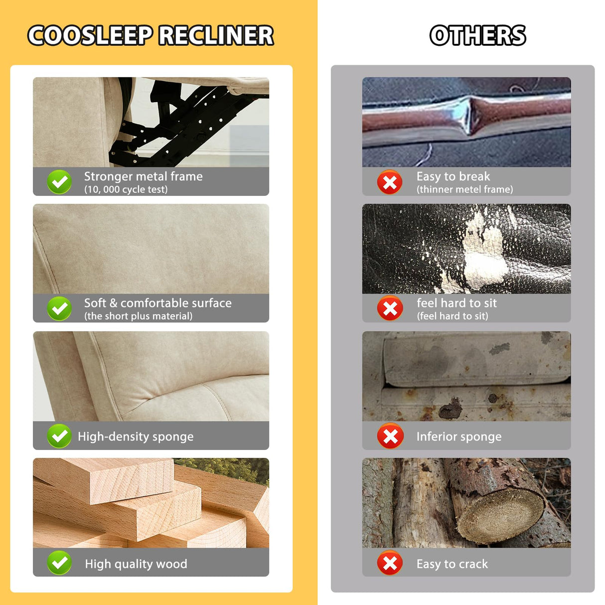 StoneCraft Overstuffed Rocking Recliner Chair with Adjustable Footrest & Backrest