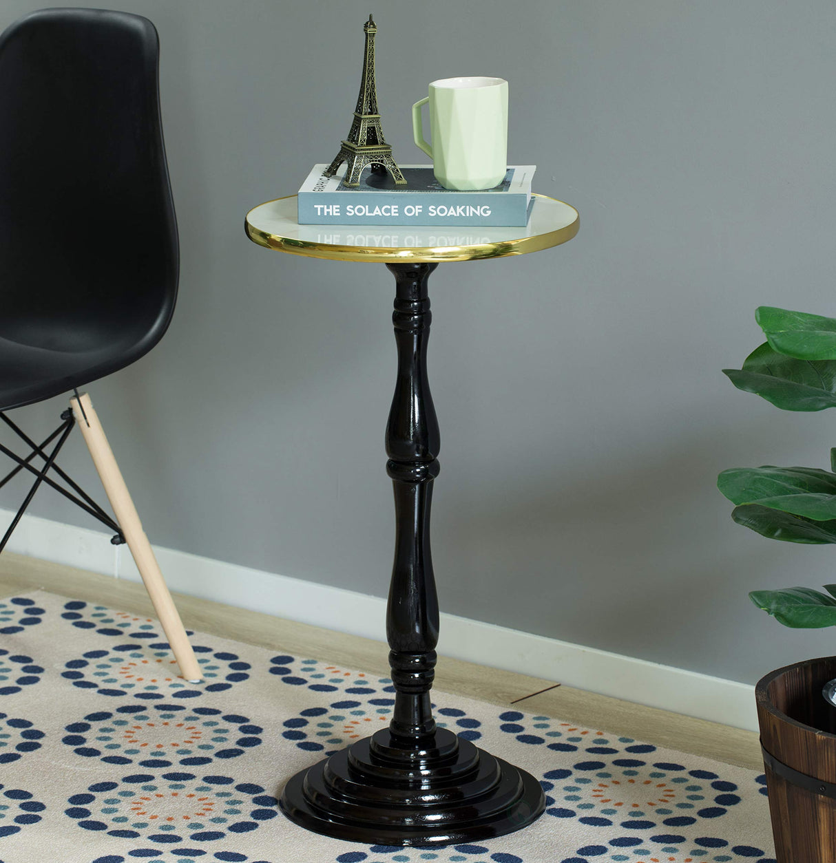 Round Wooden Side Table, Living Room Accent Pedestal End Table - Modern Furniture