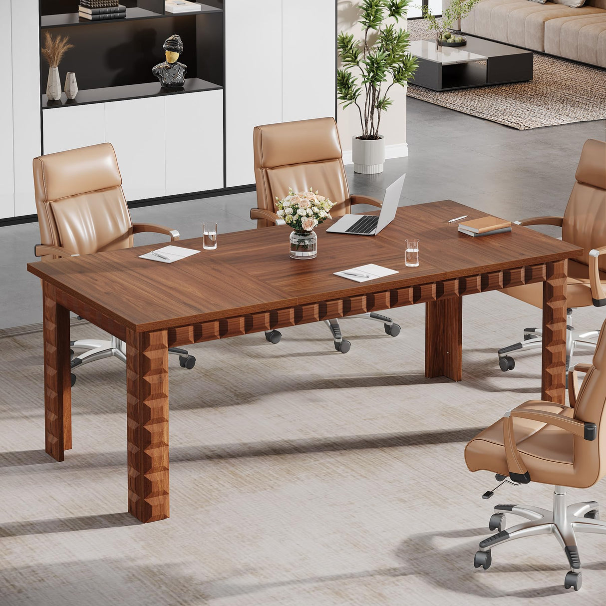 Executive Office Desk, 70.87-Inch Large Wood Computer Desk Study Writing Table