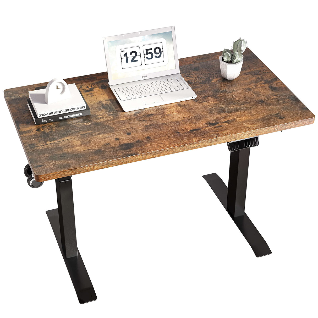 Standing Desk with Rustic Brown Top 40 x 24 Inches, Stand Up Desk with Adjustable