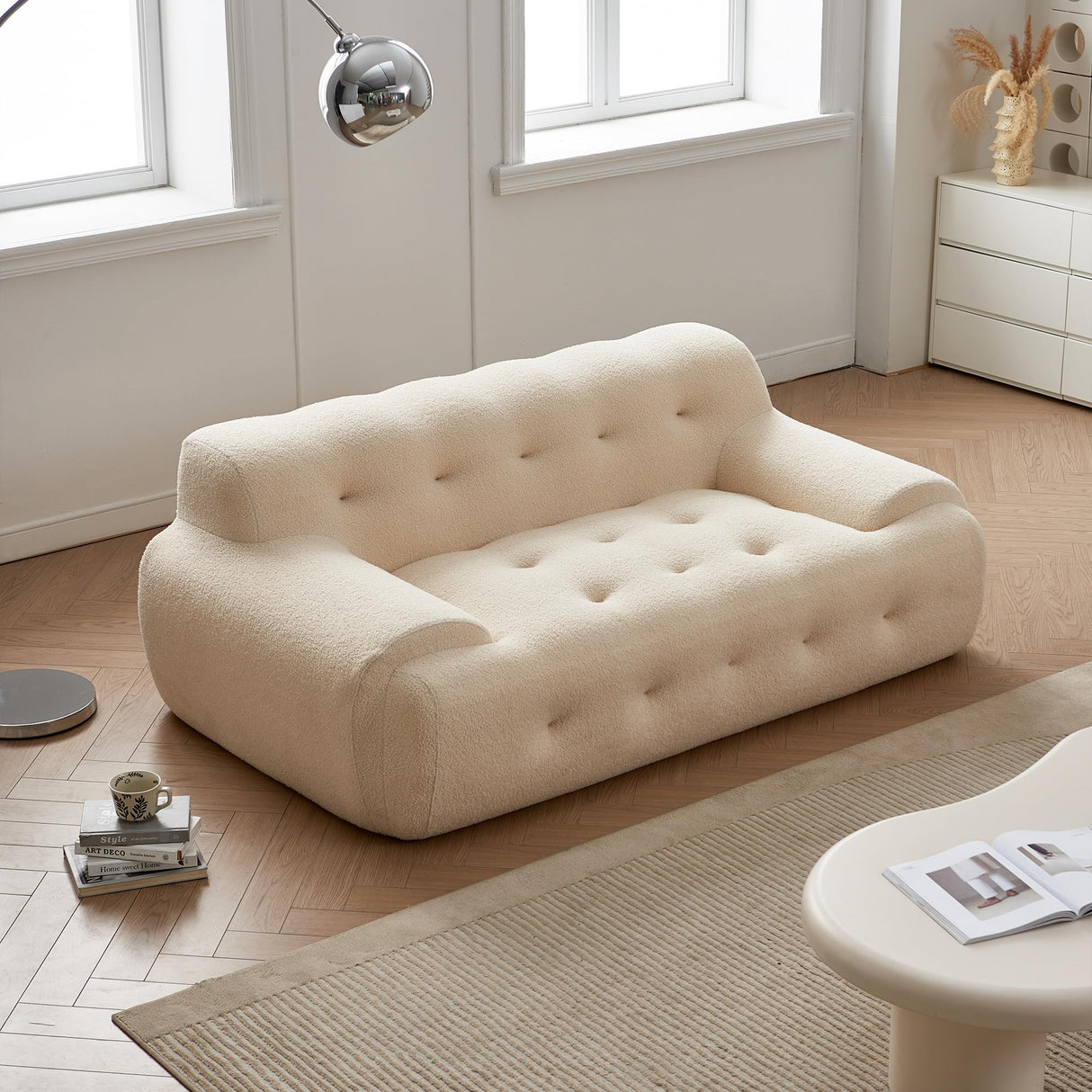 70.86 "Modern Loveseat Sofa Couch, Sherpa Tufted Love Seat, Comfy 2 Seater Deep Seat Small Couch for Living