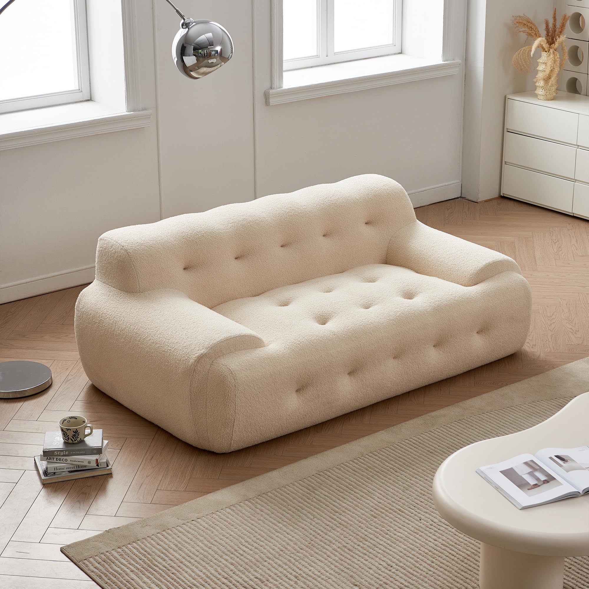 70.86 "Modern Loveseat Sofa Couch, Sherpa Tufted Love Seat, Comfy 2 Seater Deep Seat Small Couch for Living