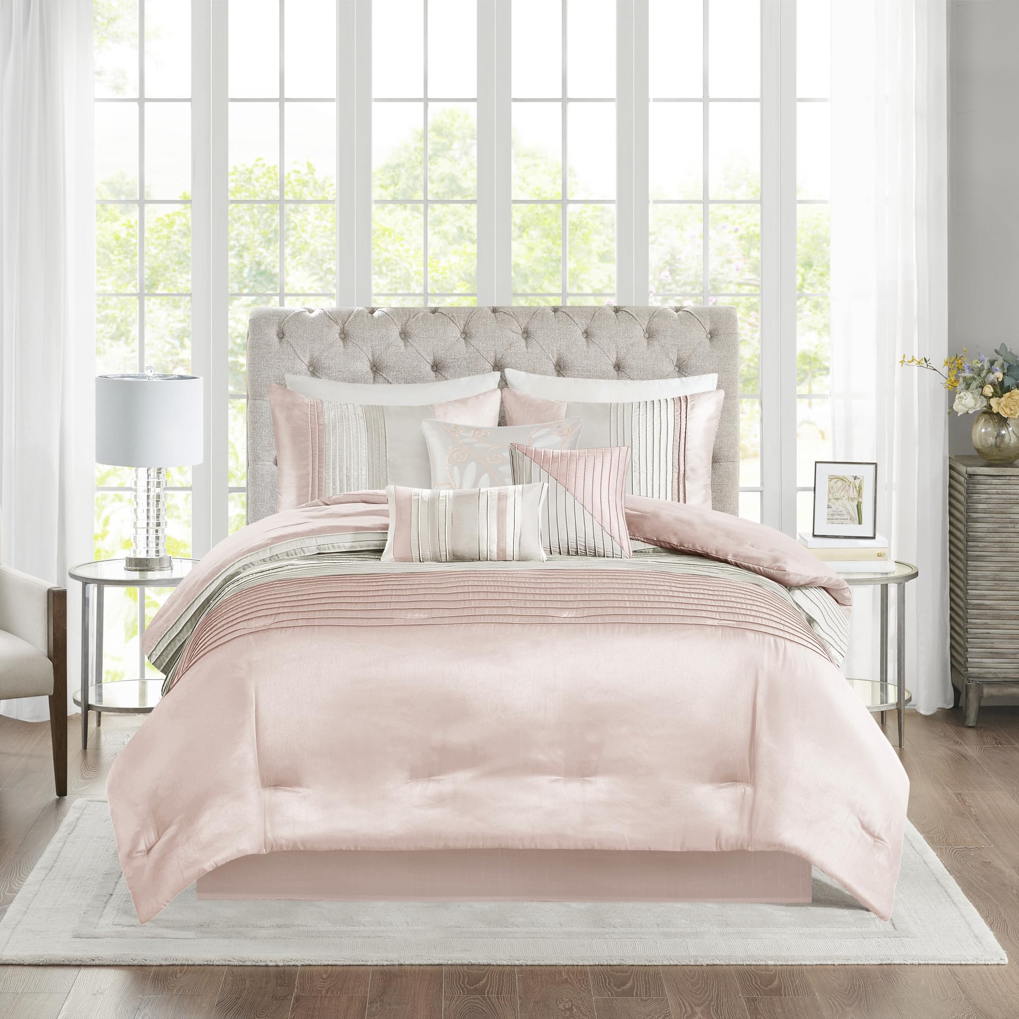 Amherst Faux Silk Comforter Set-Casual Contemporary Design All Season